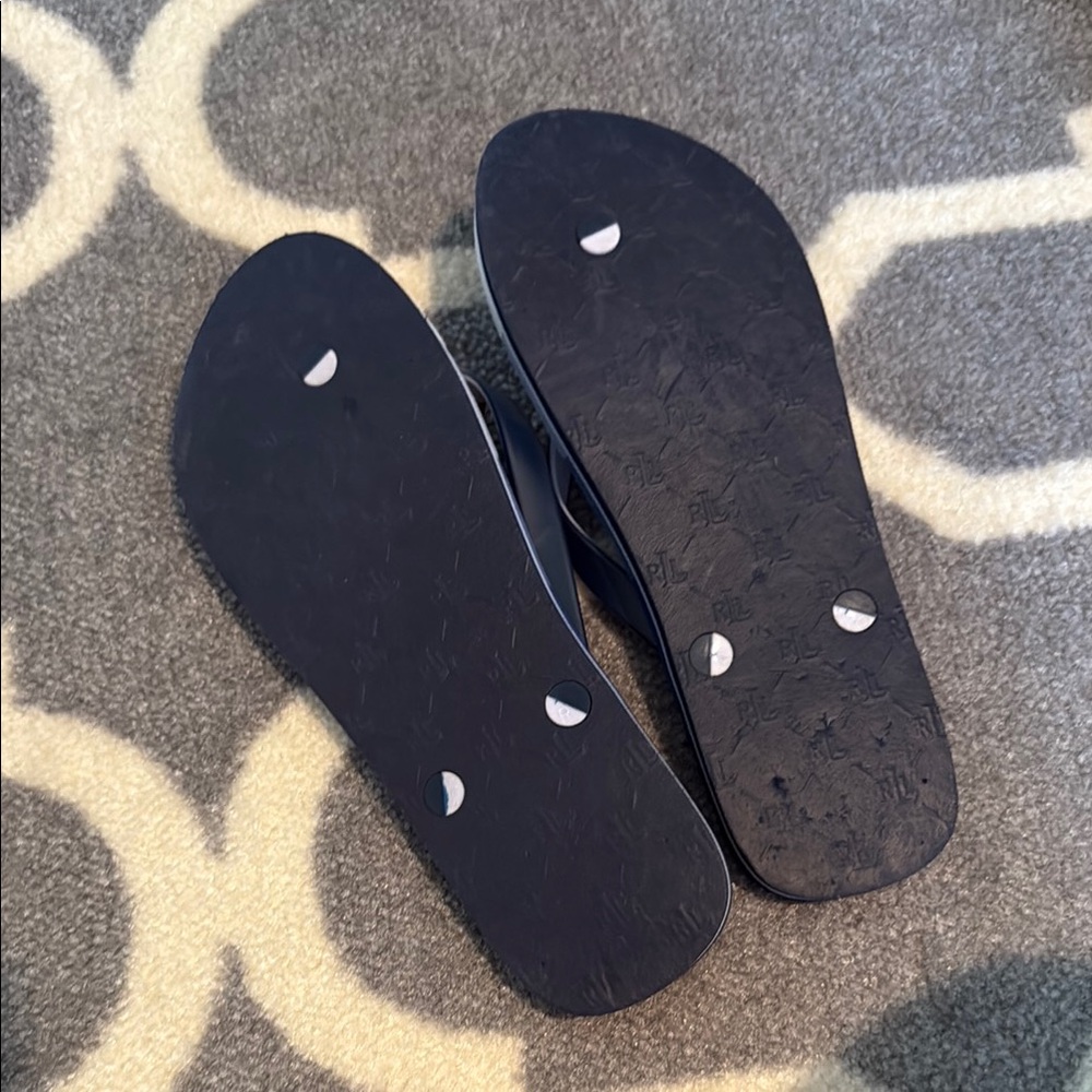Lauren Ralph Lauren Navy and White Flip Flops - Picture 3 of 3